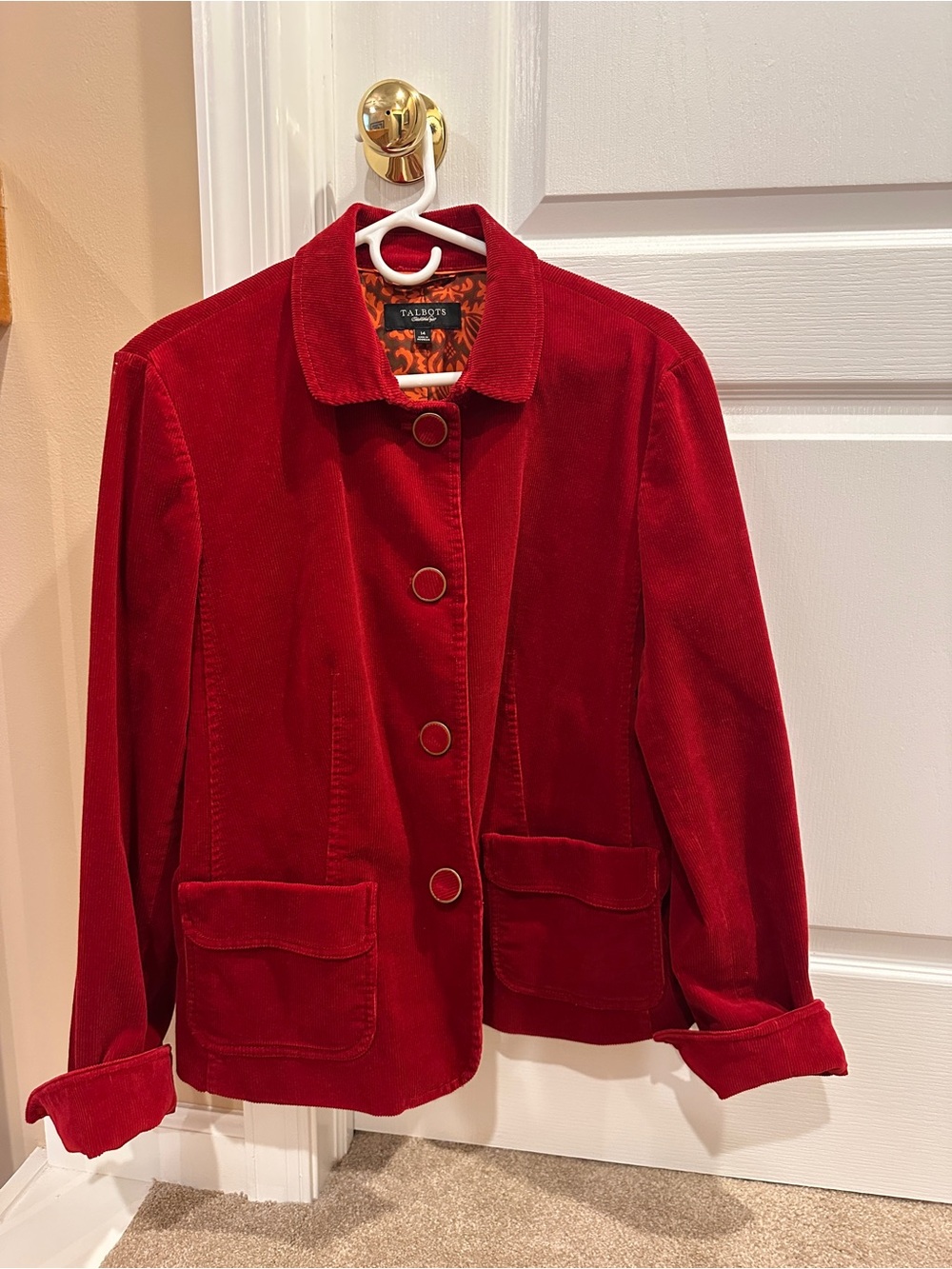 Talbots Deep Red Corduroy Blazer Jacket
